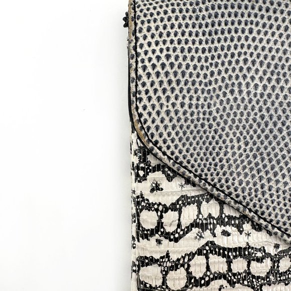 Loeffler Randall White Reptile Pattern Leather Envelope Crossbody Bag - Picture 10 of 14